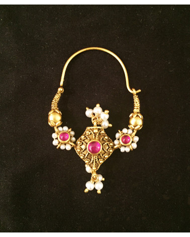 India - pearls and ruby earring