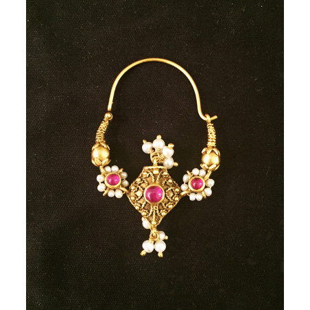 India - pearls and ruby earring