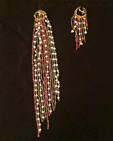 Inde - Boucles oreilles perles et saphirs