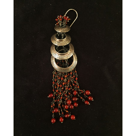 India - silver earrings with red onyx