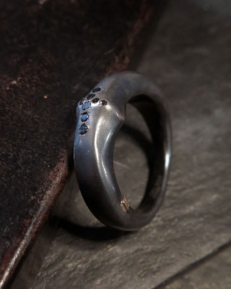 Rosa Maria - Large black silver ring with black diamonds cross Rosa Maria - Large black silver ring with black diamonds cross