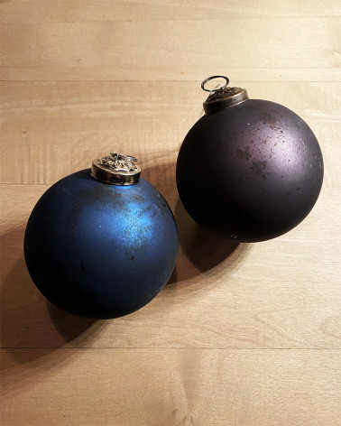 Boules de Noël 2020, en verre deep blue ou aubergine