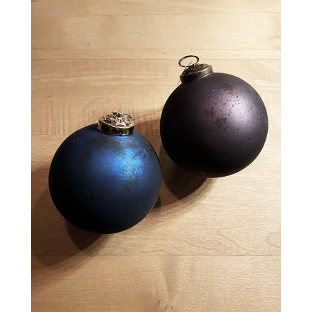 Boules de Noël 2020, en verre deep blue ou aubergine