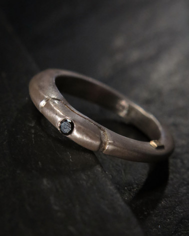 Rosa Maria - Brushed Silver ring, Black Diamond