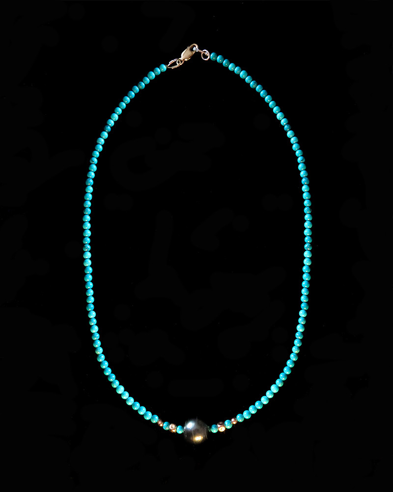 Catherine Michiels - Collier Turquoises et perle Catherine Michiels - Collier Turquoises et perle