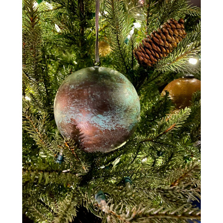 Christmas Baubles - oxidized copper