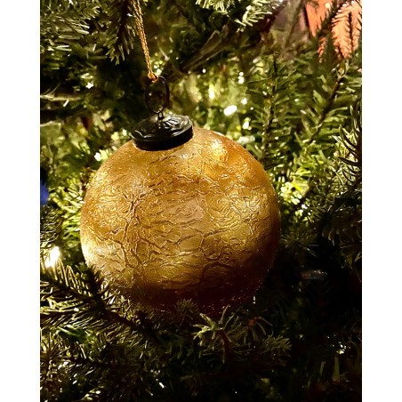 Christmas Baubles - crackled golden glass