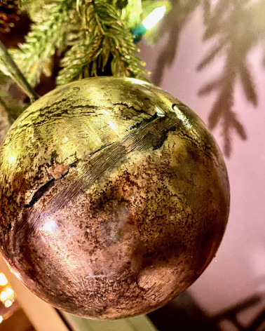 Boules de Noël 2020, métal Champagne