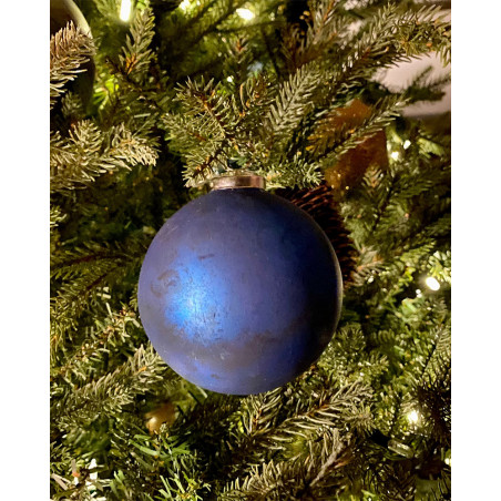 Boules de Noël 2020, en verre deep blue ou aubergine