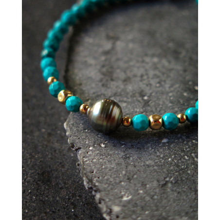 Catherine Michiels - Tahitian Perl and turquoise bracelet