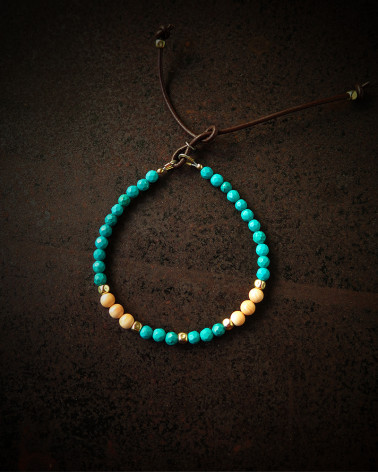 Catherine Michiels - Bracelet Turquoise, or et nacre