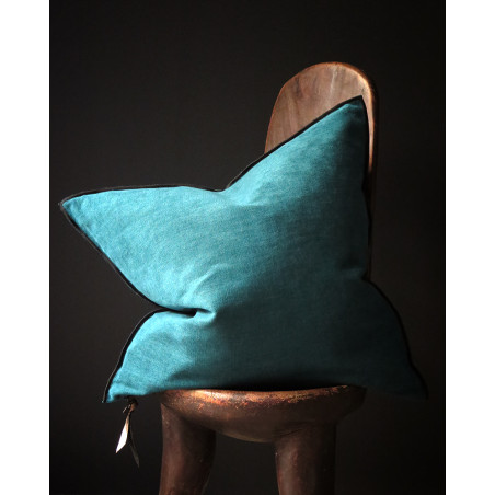 Maison de Vacances - Peacock chenille canvas cushion