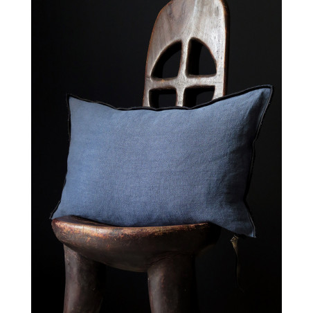 Maison de Vacances - Night blue Linen cushion