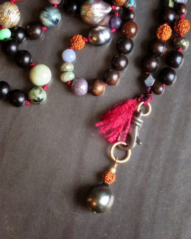 Catherine Michiels -  Multi stones and basilic bead necklace
