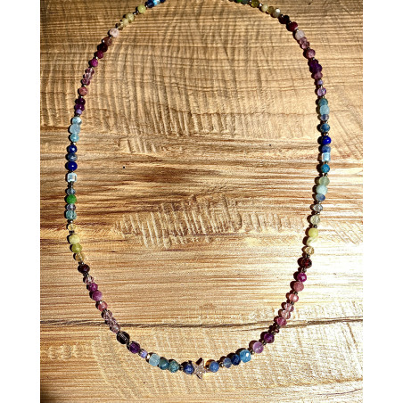 Catherine Michiels -  Golden star with diamonds on Rainbow necklace