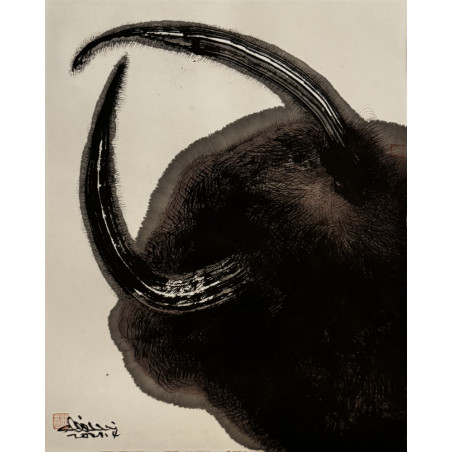 Guan Yuliang - Wash - Back of a bull's head
