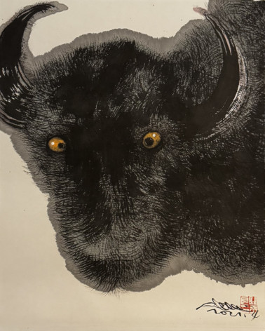 Guan Yuliang - Wash, bull’s head, face