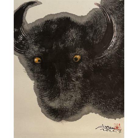 Guan Yuliang - Wash, bull’s head, face
