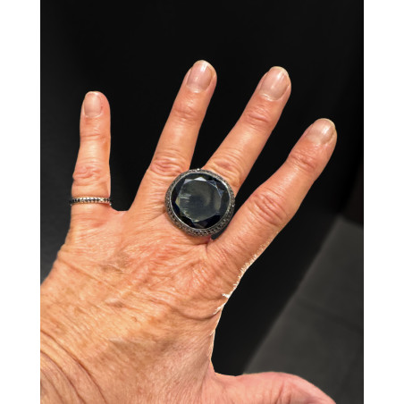 Rosa Maria - Bague Spinelle noire et diamants noirs