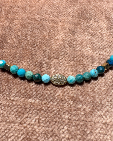 Catherine Michiels - Ras du cou turquoises, or, diamants