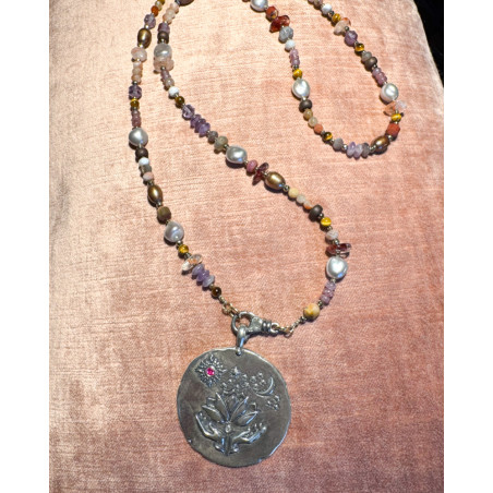 Catherine Michiels - Multistone and pearls necklace