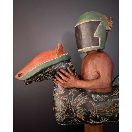 Pierre Sgamma - The Rider with a Helmet, ceramic sculpture