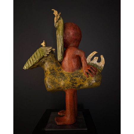 Pierre Sgamma - The Knight with golds, ceramic sculpture
