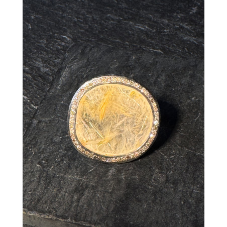 Rosa Maria Ring - Golden quartz & diamonds