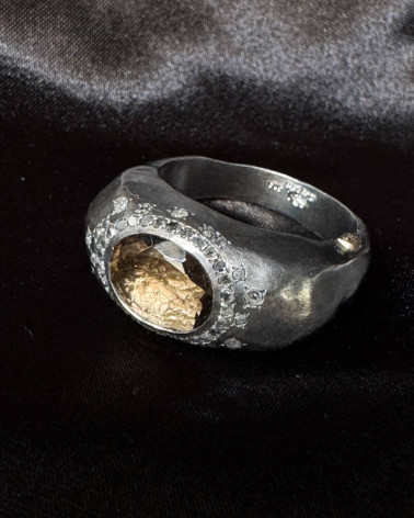 Rosa Maria - Bague Smocky Quartz & Diamonds