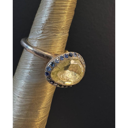 Rosa Maria - bague Prasiolite entourée de saphirs
