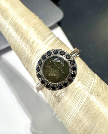 Rosa Maria - Green rutilated Quartz & Diamond Ring
