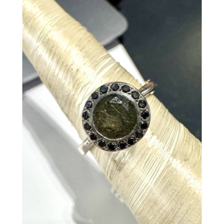 Rosa Maria - Bague quartz rutile vert & diamants