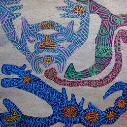 Htein Lin est un artiste du Myanmar aux multiples talents, reconnu mondialement pour ses peintures. Il utilise différents médiums pour partager ses valeurs. Ici, la série "Recycled" possède une histoire forte tout comme son style évocateur. Ses œuvres sont traversées par l´histoire des conflits, de la douleur, de la guérison, de l´identité et du pardon. 
Cette peinture acrylique sur carton recyclé est engagée et fait référence au Ma-Ba-Tha, l´acronyme de protection de la race et de la religion issu du mouvement des moines extrémistes. Le "Ma" est un ogre, le "Ba" un aigle aux serres acérées, et le "Tha" un scorpion. On y voit aussi un serpent venimeux. 
Les tableaux de différentes de séries de Htein Lin sont à retrouver à la galerie Retour De Voyage, prenons RDV ... 

Htein Lin is a multi-talented artist from Myanmar, recognized worldwide for his paintings. He uses different mediums to share his values. Here, the "Recycled" series has a strong story as well as his evocative style. His works are shot through with stories of conflict, pain, healing, identity and forgiveness. 
This acrylic painting on recycled cardboard is engaging and references Ma-Ba-Tha, the acronym for protecting race and religion from the extremist monk movement. The "Ma" is an ogre, the "Ba" an eagle with sharp talons, and the "Tha" a scorpion. There is also a poisonous snake. 
The paintings of different series of Htein Lin are to be found at the gallery Retour De Voyage, let's make an appointment ... 

#retourdevoyage #hteinlin #rivergallery #Myanmar #Birmanie #burma #artist #recycled #worldwide #medium #painting #share #values #strong #story #style #conflict #pain #healing #identity #forgiveness #acrylicpainting #cardboard #monk #ogre #eagle #snake #poison